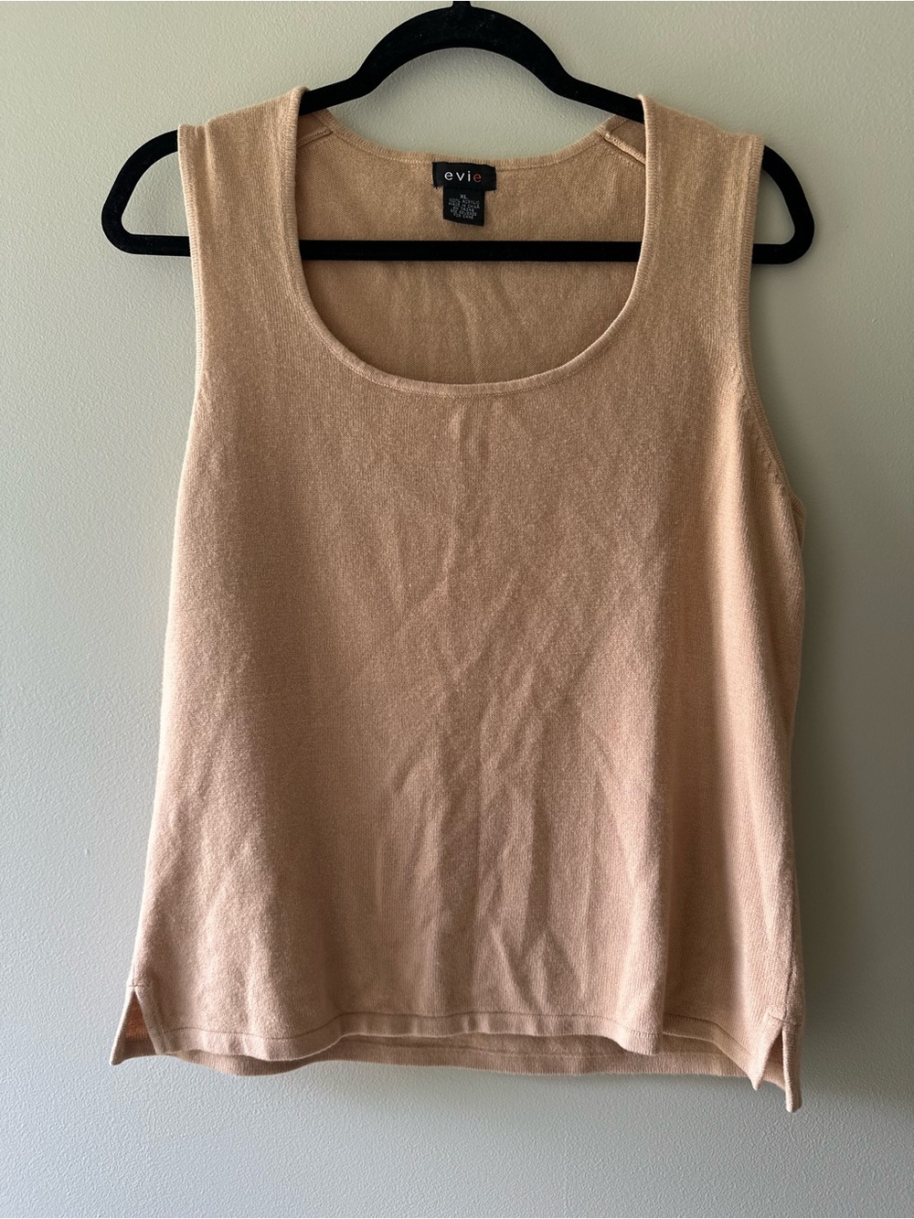 EVIE Scoop Neck Knit Tank Top in Light Beige